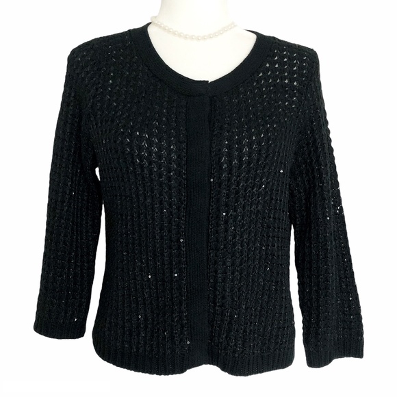 Cyrus Black Knit Sequins Cardigan Top - Picture 1 of 12